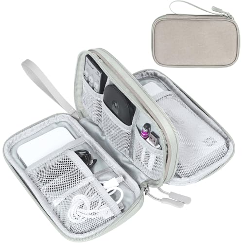 Image of FYY Electronic Organizer, Travel Cable Organizer Bag Pouch Electronic Accessories Carry Case Portable Waterproof Double Layers All-in-One Storage Bag for Cable, Cord, Charger, Phone, Earphone Khaki