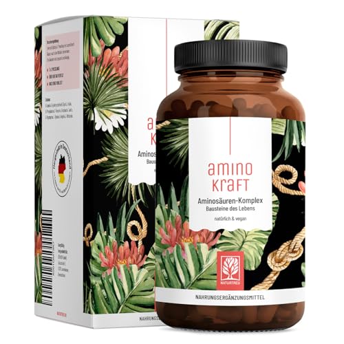 Aminosäuren Komplex hochdosiert - 180 vegane Amino Tabletten mit je 6000 mg pro Tagesdosis mit 12 verschiedenen Aminosäuren - EAA Pattern Presslinge von NATURTREU