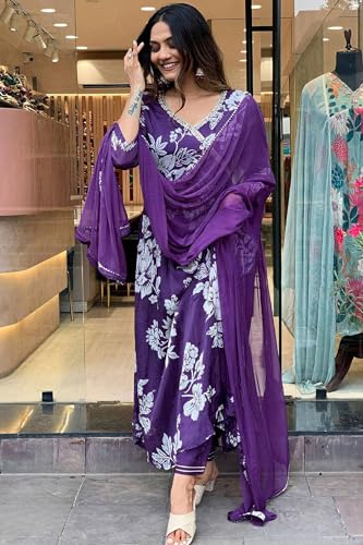Image of Jwalin Women's Chinon Silk Kurta Pant Set with Dupatta