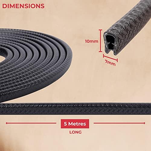 GADLANE Car Door Edge Protector - U-Shaped 5m Flexible Car Door Protector - Rubber, No Glue Car Door Protector Edge Guard for SUV, Boat, Van or Car Door Seal - Prevent Chips & Scratches (Black, 5m)
