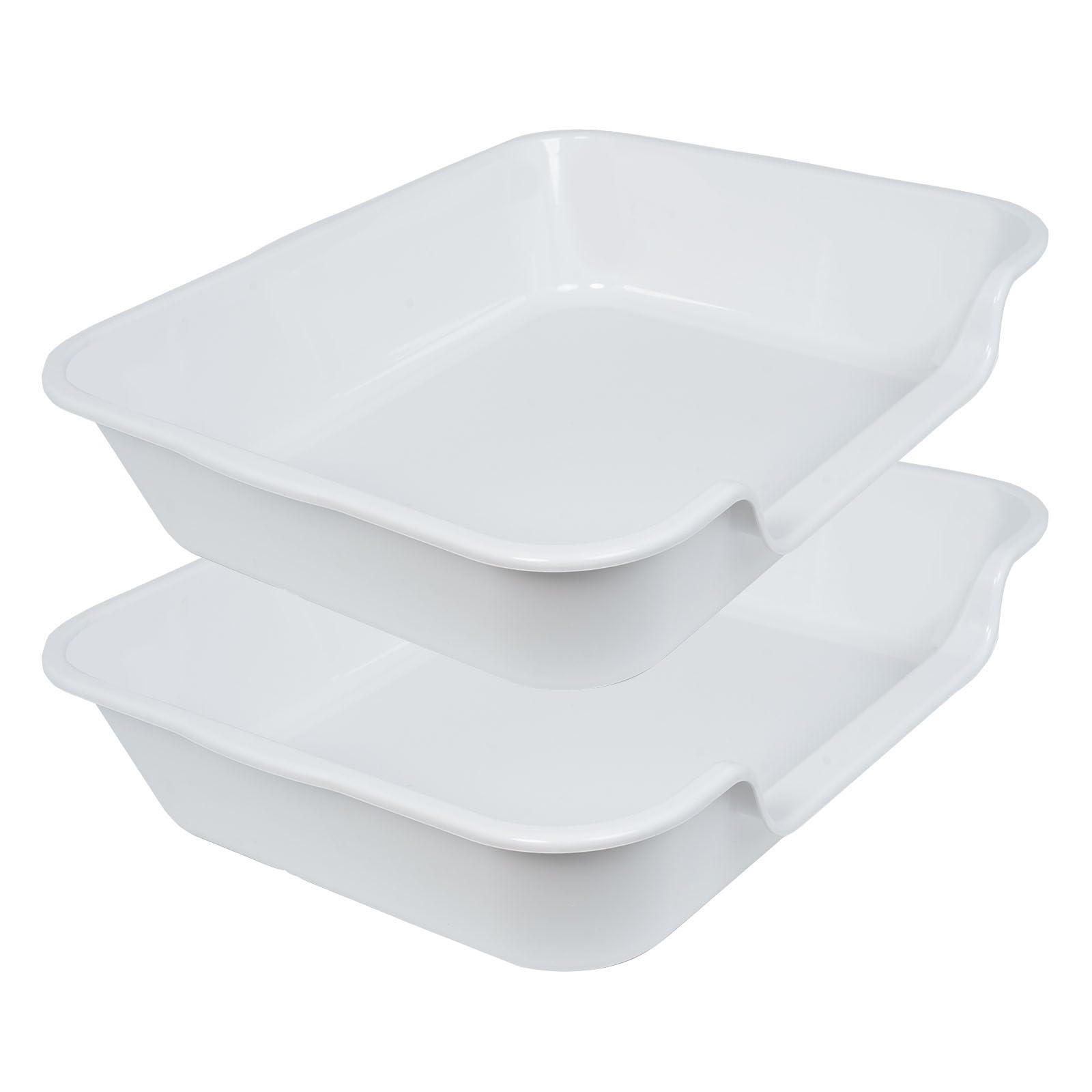 2 Pack Extra Large Dog Litter Box Pan Tray (ABS Material), Low Entry Jumbo Senior Litter Boxes for Multiple Kitten Big Cats, Pet Safe Indoor Dog Potty (Light Gray, 24" L x 20" W)