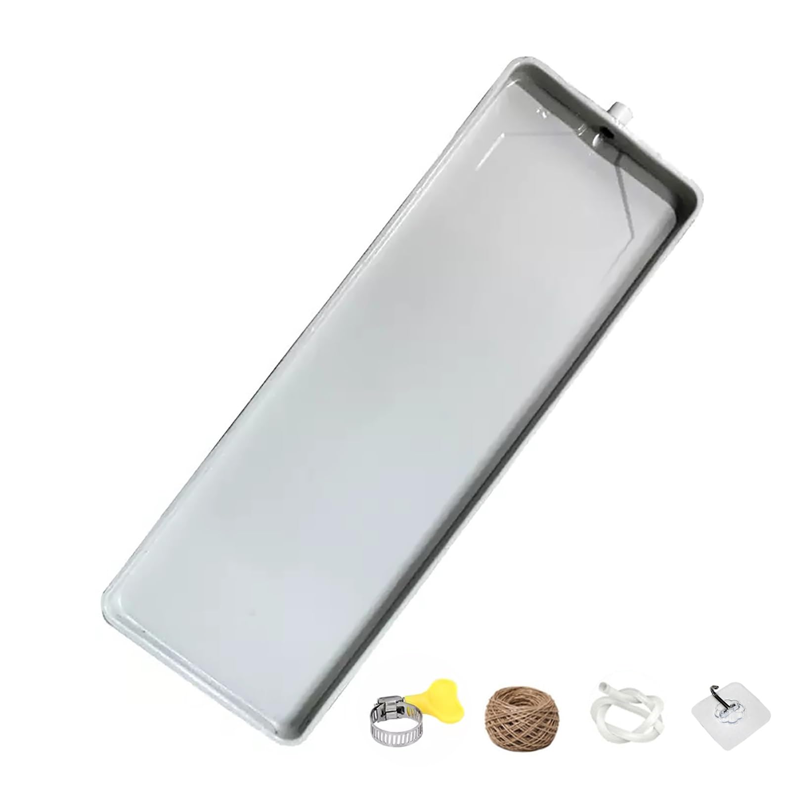 Uniwersalna ocynkowana metalowa miska odpływowa do kondensatora powietrza - szczelna taca kondensacyjna HVAC, 710 x 240 x 30 mm, zewnętrzna taca ociekowa z zestawem odpływowym do klimatyzatorów