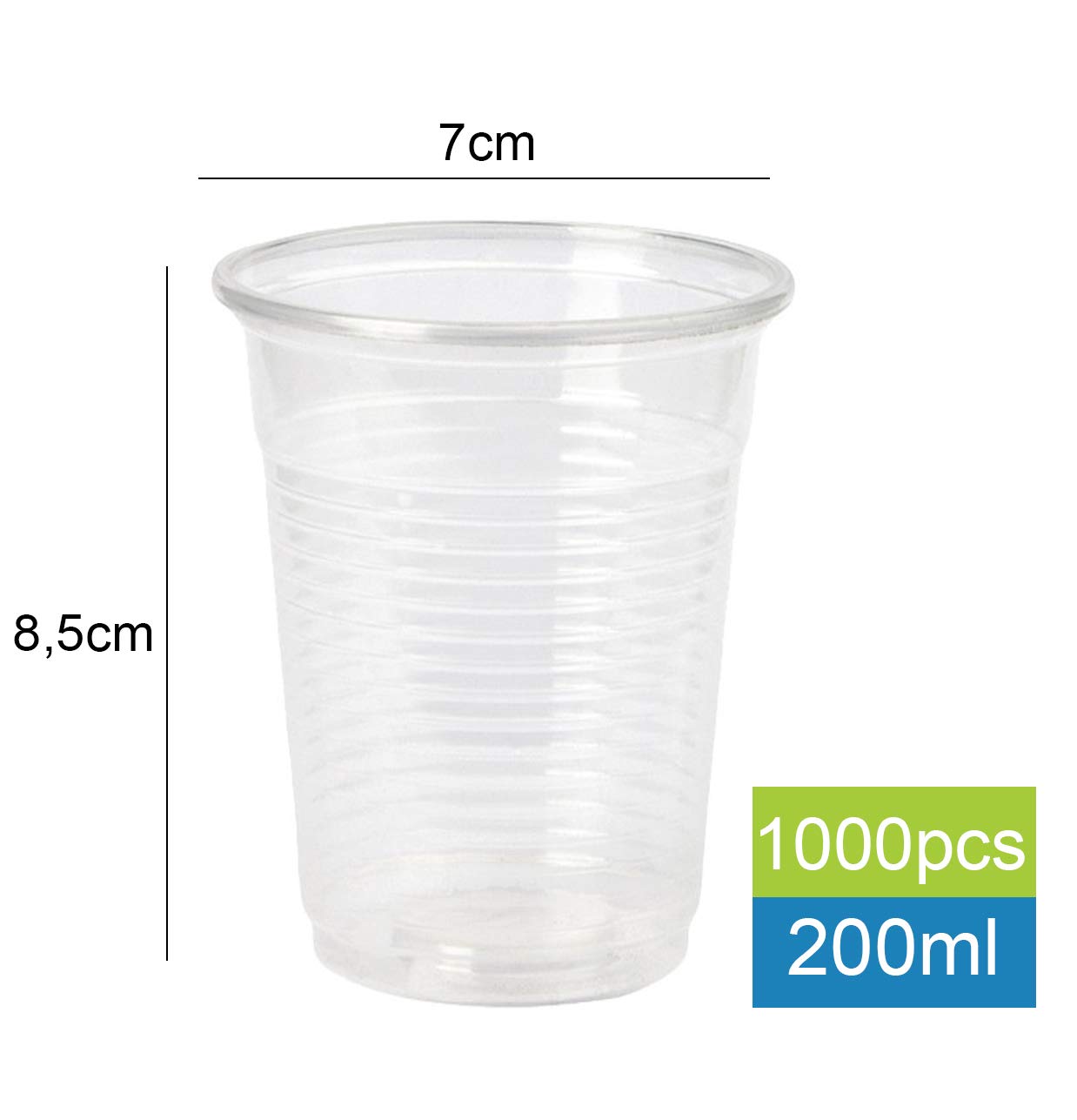 e!Orion Vasos de Plástico Desechables de Polipropileno - Reutilizable, Material Ecológico - Ideal para Fiesta, cumpleaños y Navidad - 200 ml, 1000 Unidades