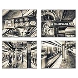 Infinity Creations Big City Lights: New York Subway Fast Track Vision (Set of 4): Modern Art Decor...