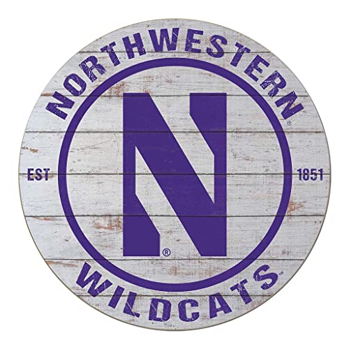 KH Sports Fan Northwestern Wildcats Weathered Circle Sign, 20x20 Inches, Wildcats Decor for Dorm Room, Bedroom, Fan Cave, Living Room; Display Your Team Spirit with This Unique Northwestern Wildcats Wall Art