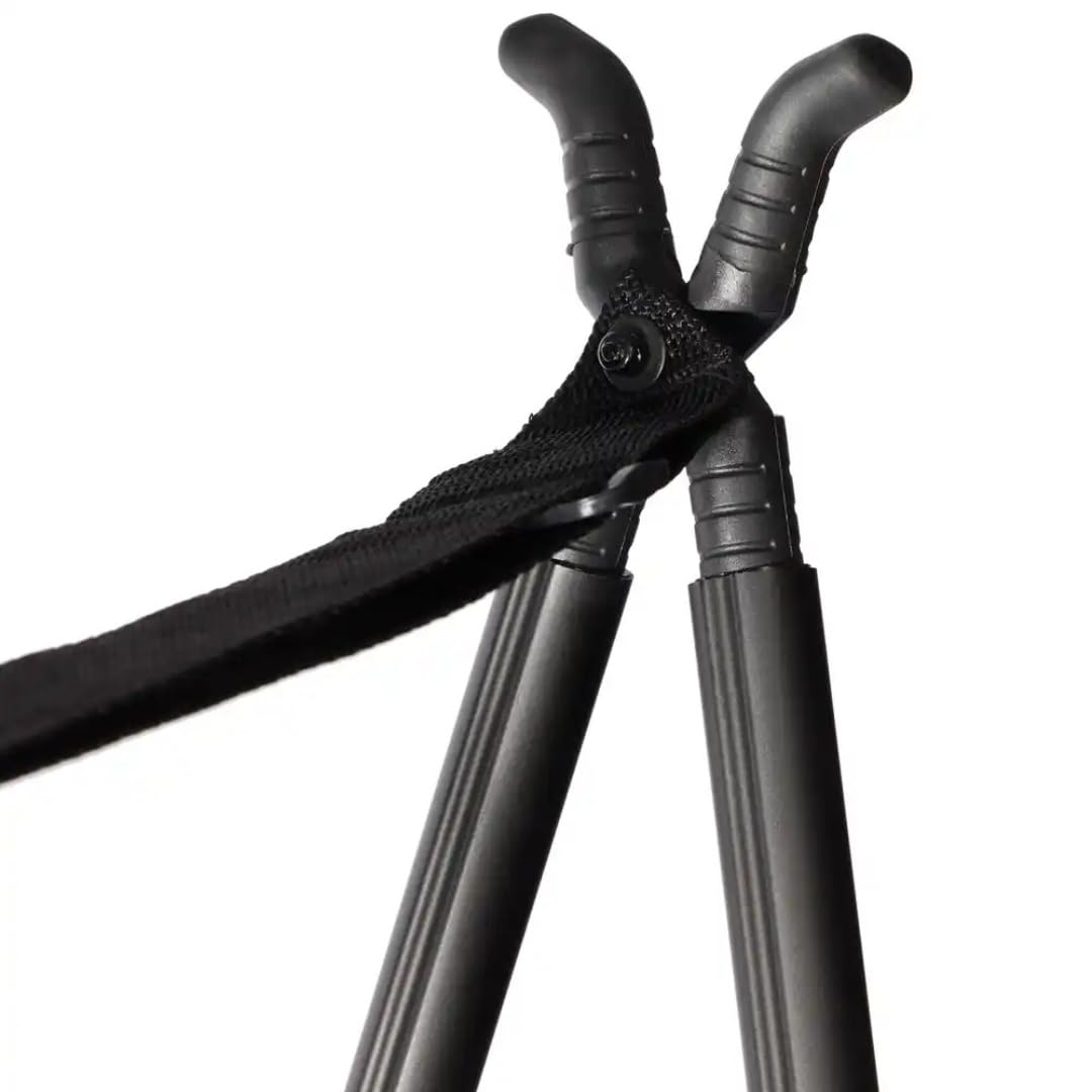 Zielstock – Höhenverstellbarer Vierbein-Zielstock aus Aluminium (95–175 cm), V-Gabel, 360° drehbar, gepolsterte Griffe, inkl. Tragetasche – Stabiler Schießstock für die Jagd