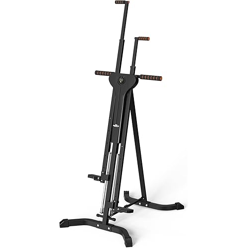 Vertical Climber Exercise Machine for Home Gym with 4 Metal Guide Rails Folding Exercise Climber Cardio Workout Machine 5-Level Heights Stair Stepper Newer Version, Easy to Assemble