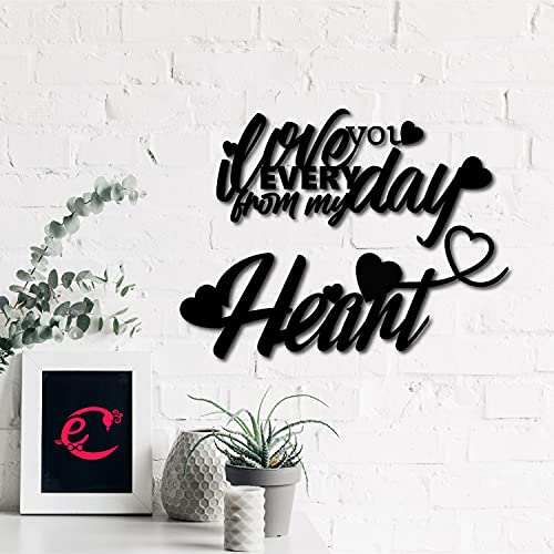 Image of eCraftIndia I Love You Everyday From My Heart Wooden Wall Decor for Living Room Bedroom | Home Wall Decor Items | Wall Art for Home Decor | Valentine Gift for Girlfriend Boyfriend Husband Wife Her Him