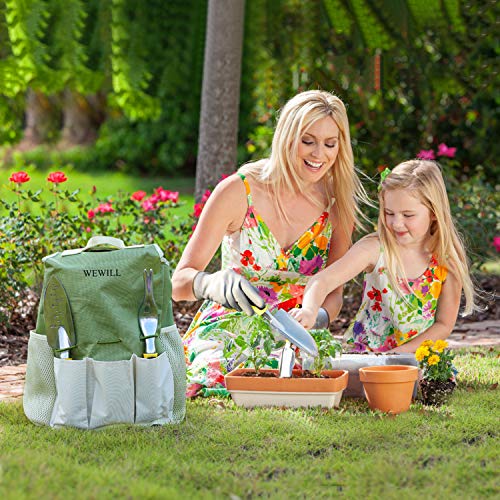 WEWILL Garden Tools Set Gardening Tool Kits Heavy Duty Aluminum Hand Tools Kits with Sprayer,Weeder,Garden Gloves & Garden Handbag and More, Gardening Gifts for Women & Men - Thumbnail 3