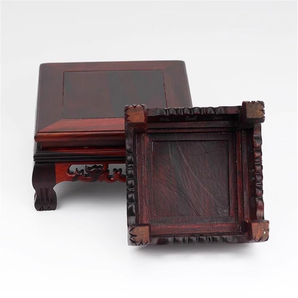 Stojak na sadzarki Kwadratowy kształt rzeźbiony bonsai stojak na kwiaty Rosewood do domowego biura Stojak na rośliny (mały)