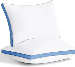 CozyLux Pillows Standard Size Set of 2, Soft Supportive 3D Down Alternative Bed Pillow for Sleeping 2 Pack Blue, Luxury Hotel Quality Gusseted Bedding Pillow for Back, Stomach or Side Sleepers 18x26