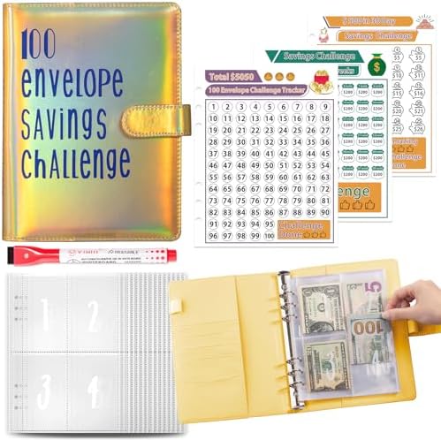 100 Envelopes Money Saving Challenge Book - Save $5,050 Budget Binder With Cash Envelopes