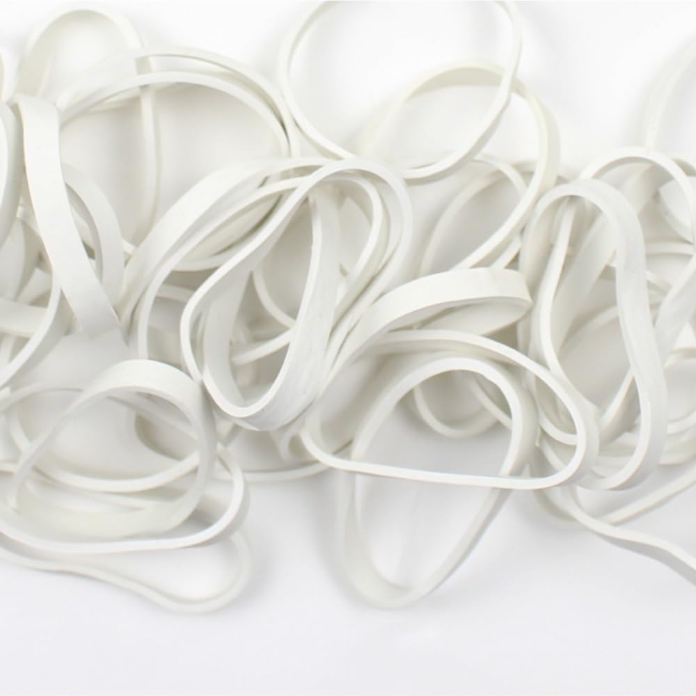 Gomas elásticas, 50 Bandas elásticas Blancas Grandes de 5 mm de Ancho, Resistentes for Uso Escolar, doméstico y de Oficina.(White,160cm(63in))
