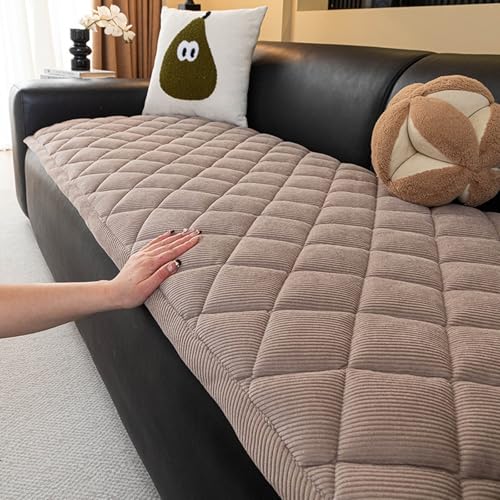 GZGLZDQ Funda Sofa Lavable Antideslizante Apto Mascotas Suave cálida de Felpa Corta, para 1-3 plazas y Chaise Longue, Protector Sofa para salón Dormitorio balcón Mascotas(F,110 X 240 cm)