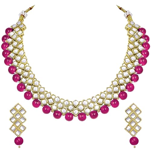 Peora Gold Plated Indian Ethnic Kundan Pearl Fancy Bridal Traditional Choker Necklace Jewellery Set with Earrings for Women (B08KLT2CXB) Amazon Price History, Amazon Price Tracker