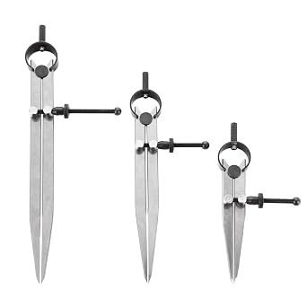 QTLCOHD 3 Pieces Adjustable Lockable Spring Leather Wing Divider 4/6/8 Inch Carbon Steel Caliper Measuring Compass Tool for Woodworking, Metalworking, Geometry Drawing
