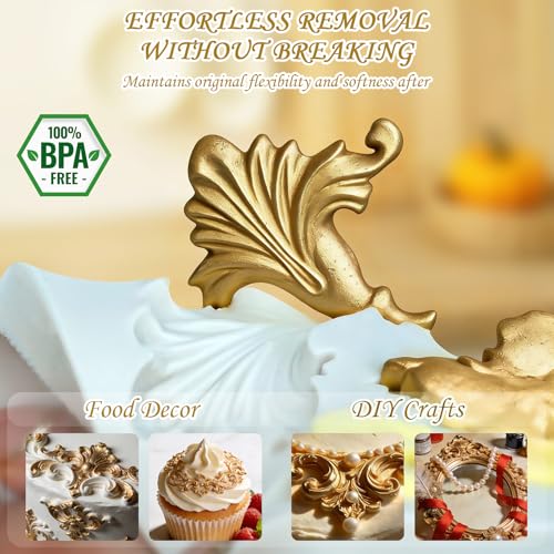 Image of HKNMTT Baroque Style Silicone Molds Curlicues Scroll 3D Border for Clay Fondant Chocolate Sugar Craft Decor, Vintage Wedding Birthday Cake Cupcake Topper Decoration