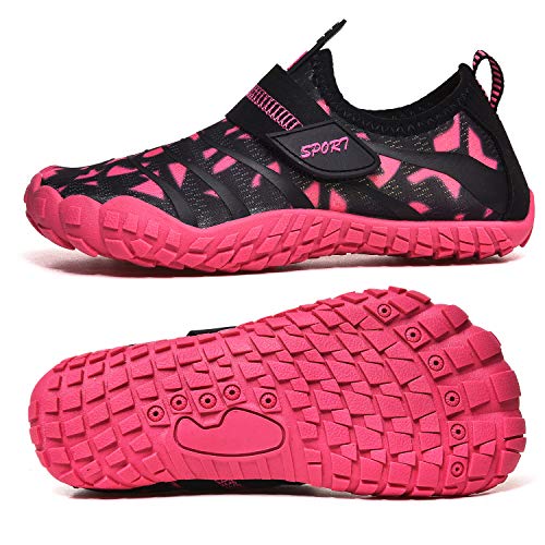 JIASUQI Jungen Mädchen Sportliche Wasserschuhe für Aerobic Sport Strand Schwimmbad Lager Rot, 30 EU