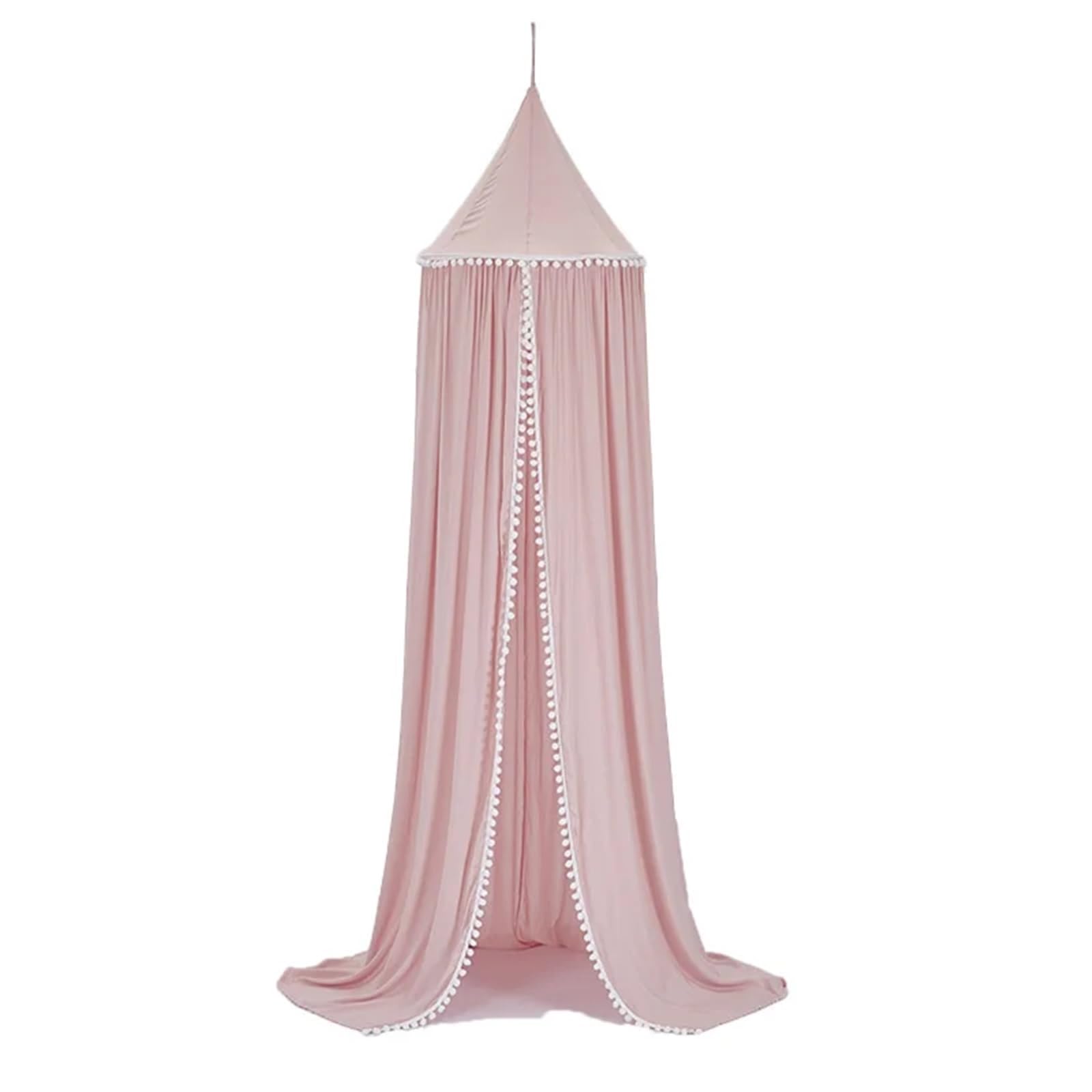 KiddiBubzi Play House Tents For Kids Canopy Bed Curtain Kids Hanging Tent Crib Children Room Decor Round Hung Dome Bed Canopy Bed Valance(Pink with Ball)
