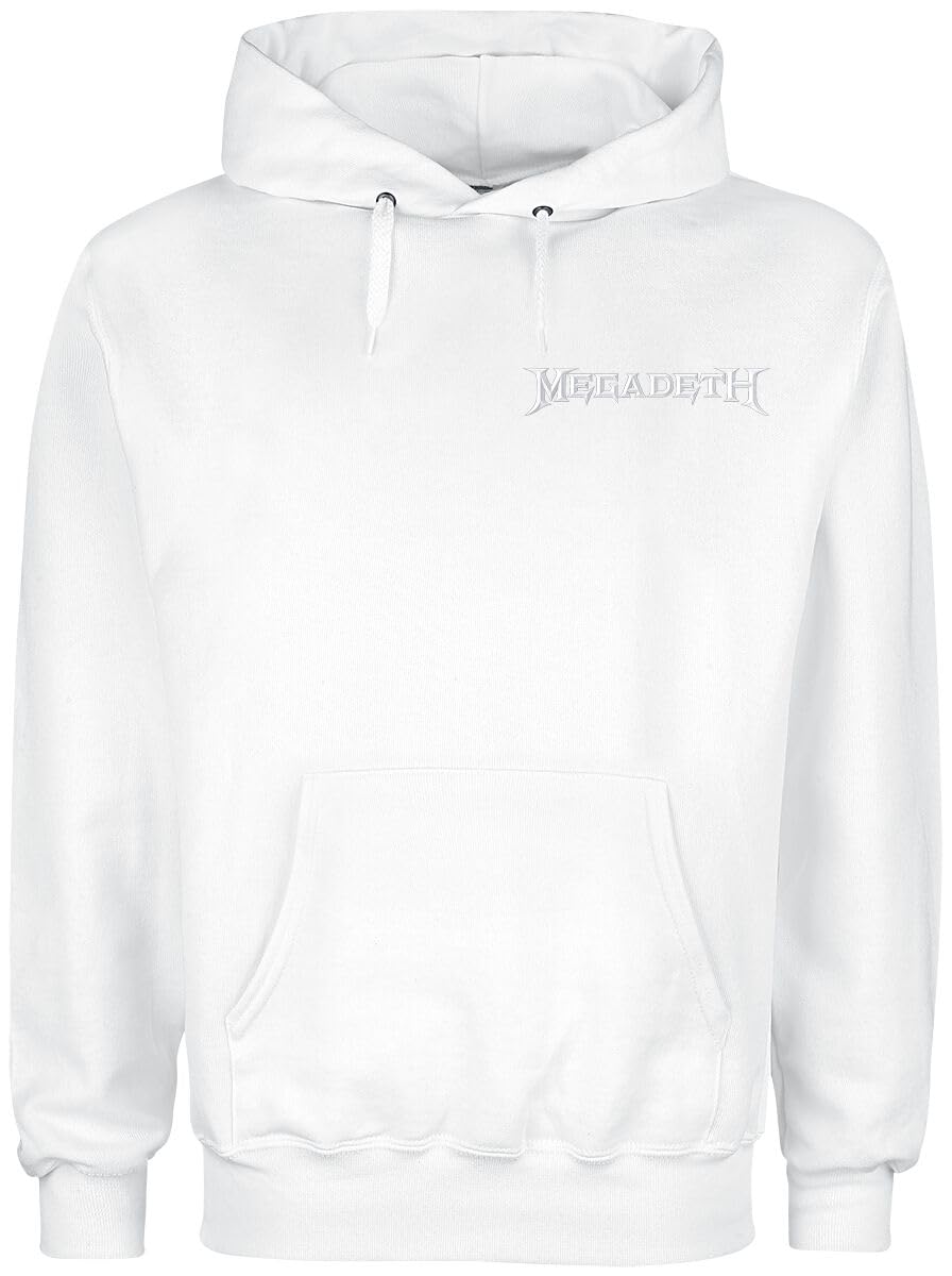 Megadeth Album 17 Cover Uomo Felpa con Cappuccio Bianco 50% Cotone, 50% Poliestere Regular