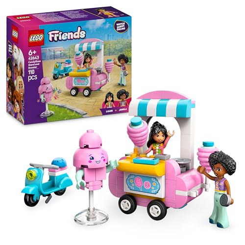 LEGO Friends Zuckerwattestand, Spielset für kreative Rollenspiele mit 2 Minifiguren, fahrbarem Stand und Zubehör, Geschenk für Mädchen ab 6 Jahren, Bauset mit Mini Puppen 42643