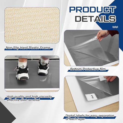 Image of Nuanchu Adhesive Mat Pad Include 1 Sticky Non Slip Base Pad 2 Tacky Dust Mats Construction of 30 (60 Sheets Total) for Clean Room Science Lab Matting Hospital(24x36 Inches,Gray,60 Sheets)