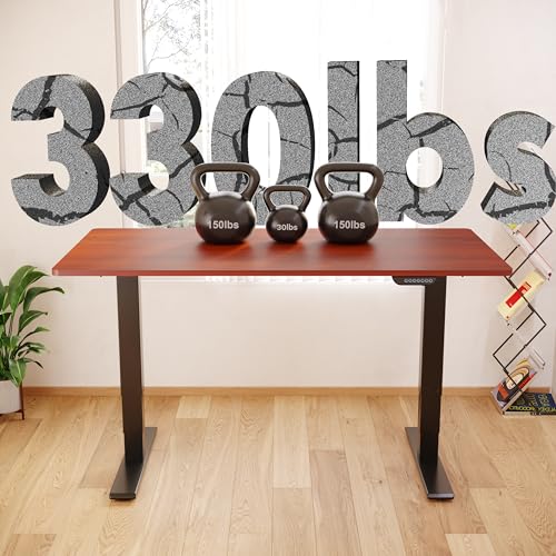 Image of FLEXISPOT E6 MAX Dual Motor 3-Stage 48x30 Inch Heavy Duty Standing Desk, 330lbs Weight Capacity, Height Adjustable Desk w /Cable Management & Wheels (Seamless Mahogany Desktop + Black Frame)