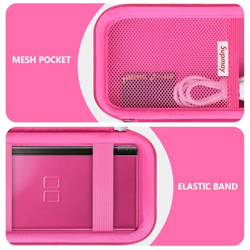 Image of Supmay Carrying Case for GAMPLAE Handheld Game for Kids, 258 Retro Video Games Portable Gaming Player Storage Holder Travel Bag with Mesh Pocket for 3 Game Cards, Earphone,USB Cable, RoseRed