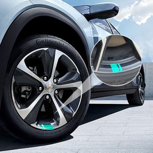 Image of Mandark 12PCS Car Wheel Rims Decal Stripes, Reflective Vehicle Tire Rim Stickers for 18-21 Inch Wheels, Safety Auto Exterior Hash Stripe Sticker Decoration, Universal for SUV, Truck, RV (Green)