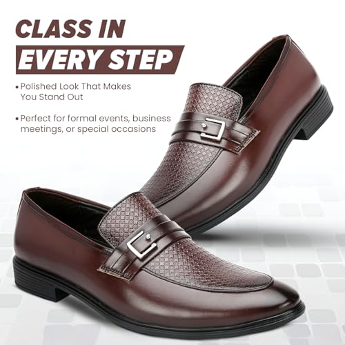 Image of STANPHORD Men Formal Slip-On Loafer Shoes | Lightweight PU Casual Office Wear Moccasins | Cushioned Insole | Anti-Slip Sole | Business Casual (TPSH M609)