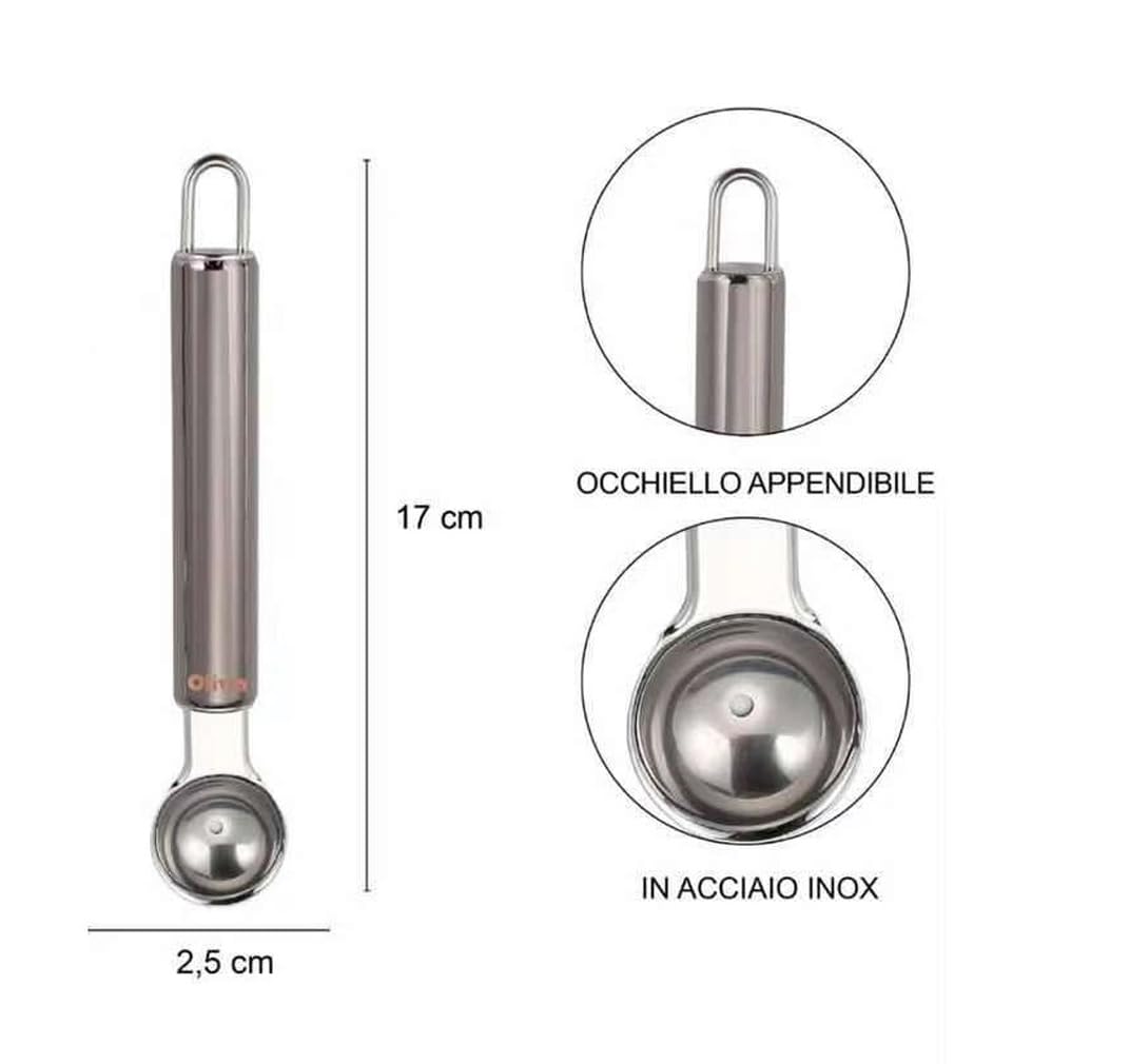 Cucchiaio Per Gelato In Acciaio Inox 304 Con Molla Rinforzata, Antaderente, Ergonomico, Colore Nero, 22.5 Cm - 5