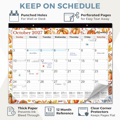 Image of CRANBURY Desk Calendar 2026-2027 22x17, Jul. 2026 to Dec. 2027, Thick Paper, Sturdy Backboard, 18 Months Calendar for School Office Desktop Organizing, Large Wall Monthly Planner with Stickers