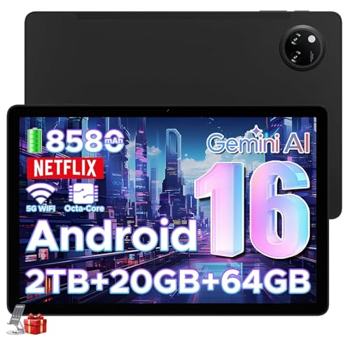 DOOGEE Tab A9+ Android 16 Tablet 11 Pollici, 20GB(4+16) RAM+64GB/2TB TF, 8580mAh, WiFi5, 1280 * 800 IPS, Gemini AI, 13MP+5MP, Tablet in Offerta Unisoc T7200 Octa Core/OTG/Face ID/Widevine L1/GPS-Nero