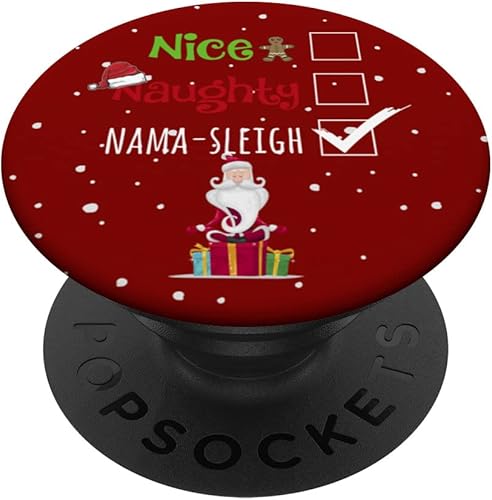 Miniatura 1 de Nice Naughty Nama-sleigh Namaste Pun Santa Yoga Art on Back PopSockets Swappable PopGrip