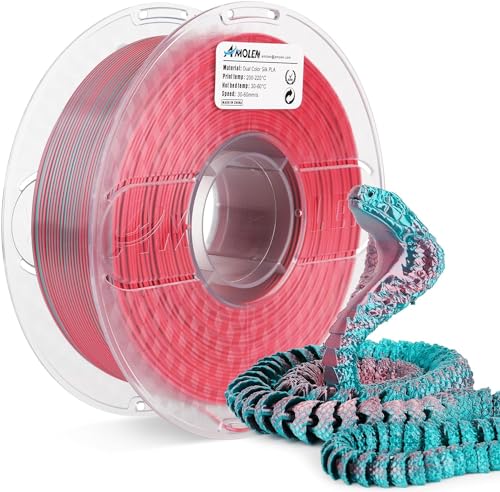 AMOLEN Silk PLA 3D Printer Filament, Dual Color Blue Green & Silk Coral PLA 1.75mm, Shiny Color Change Filament 3D Printing PLA Filament for Most FDM 3D Printer, 1kg Spool(2.2lbs)