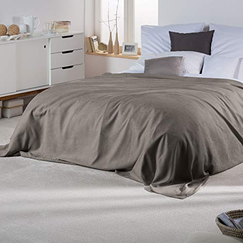 Beautissu Tagesdecke 210x280 cm Überwurfdecken für Sofa Romantica Wildleder-Optik Überwurf Bettabdeckung Tagesdecken Bettüberwurf & Sofaüberwurf Decke Sofa Überwurfdecke Bett Tagesdecke Grau