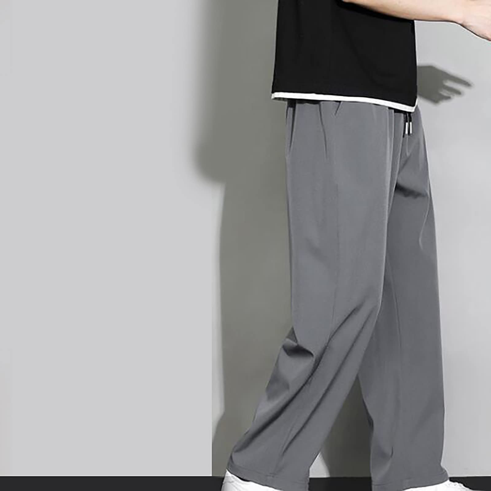 Pantalones de traje de seda de hielo para hombre, de alta elasticidad, no planchar, antiarrugas, pantalones clásicos, fríos y transpirables, de secado rápido, ligeros y finos,