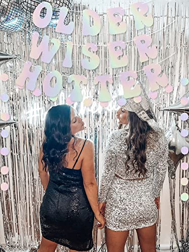 Iridescent Older Wiser Hotter Banner Funny Birthday Party Banner For 30Th 40Th 50Th 60Th 70Th 80Th Birthday Party Disco Birthday Party Decorations #TOP3