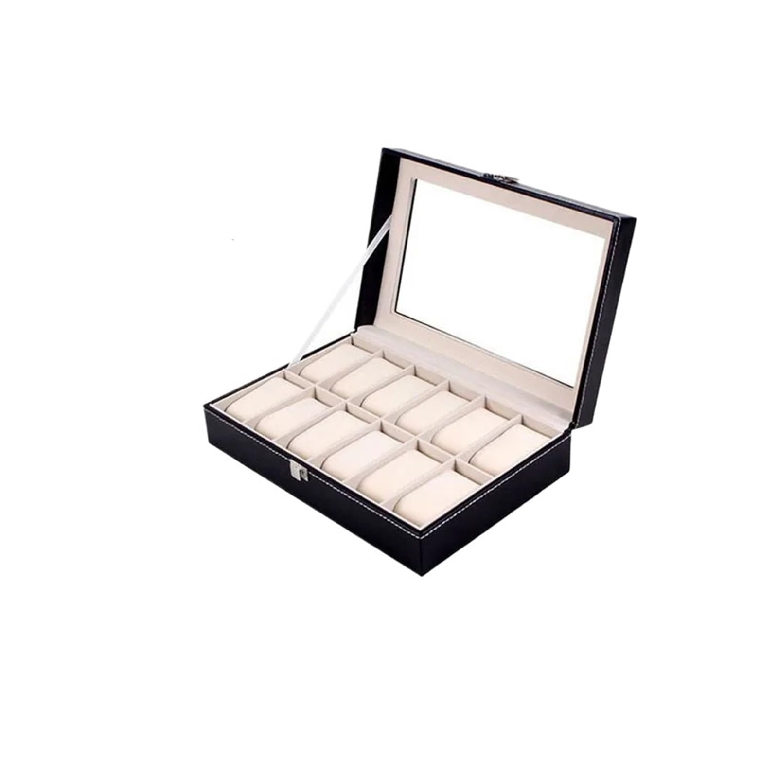 Uhrenbox 2/3/4/5/6/8/10/12 Slots PU Leder Uhr Box Traditionellen Stil Uhr Lagerung Box Geschenk Uhr Fall Mit Schloss Uhrenkoffer(Beige 12 Positions)