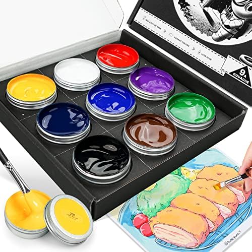 Arrtx Premium Gouache Paint Set Professional Pigmentation Creamy Finish, 30ml x 9 Vibrant Colors Unique Sealed Leak Proof Lids Design for Artists Beginners School Supplies Painting (Set A)