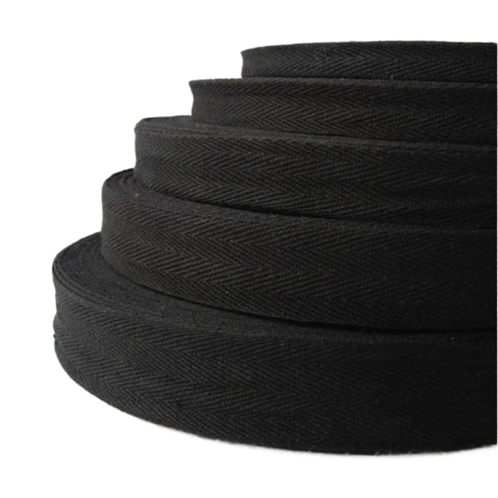 Cinturón de Correas artesanales Cinta de Espiga algodón Negra for Accesorios Tela, Ancho Cinta algodón: 10, 12, 15 y 50 mm, 1 Unidad