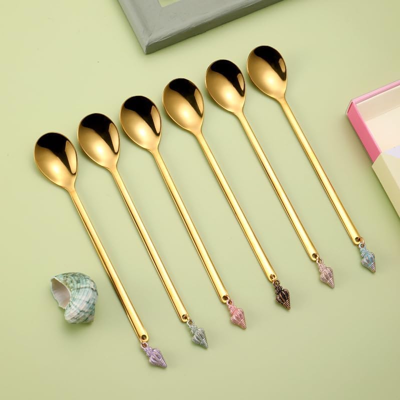 Silverware Flatware Set, 6/24/36/48/60/72pcs Creative Conch Fruit Fork Gift Set 304 Stainless Steel(Silver,10Set-60Pcs)