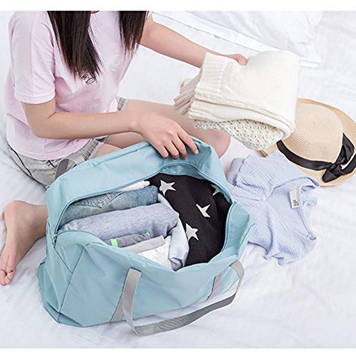 Axgo Folding Travel Duffel Bag Packable Light Nylon Water Resistant Tote Weekend Getaway Overnight Carry-on Shoulder, Pink