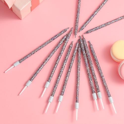 Image of PHD CAKE Starry Sky Glitter Long Thin Metallic Birthday Candles, Cake Candles, Birthday Parties, Wedding Decorations, Party Candles
