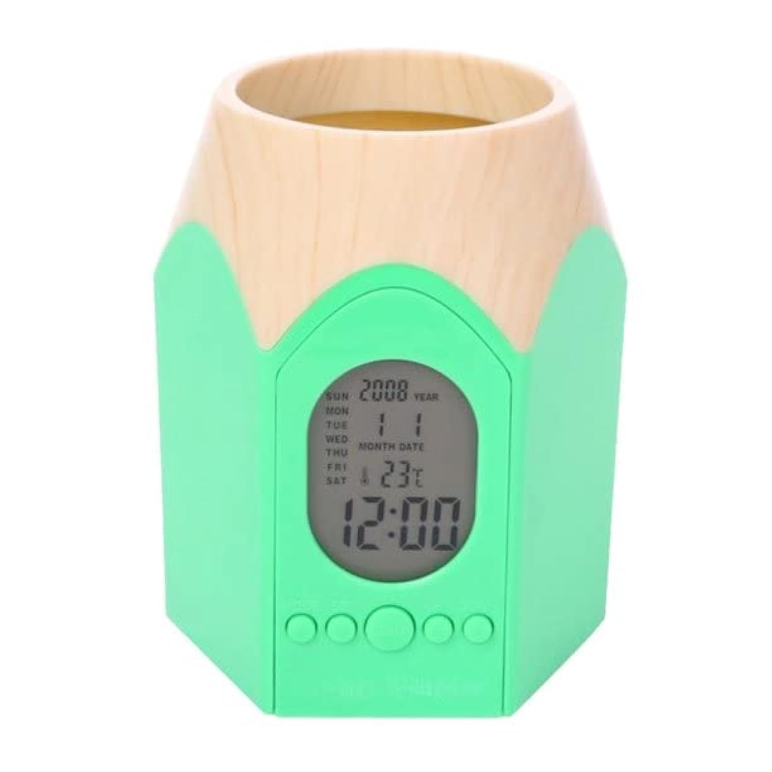 COOLBABY Pen Holder Round, Digital LCD Desk Alarm Clock Pen Holder Desk Tidy Office Desk Organizer Can Be Multiple Working Modes