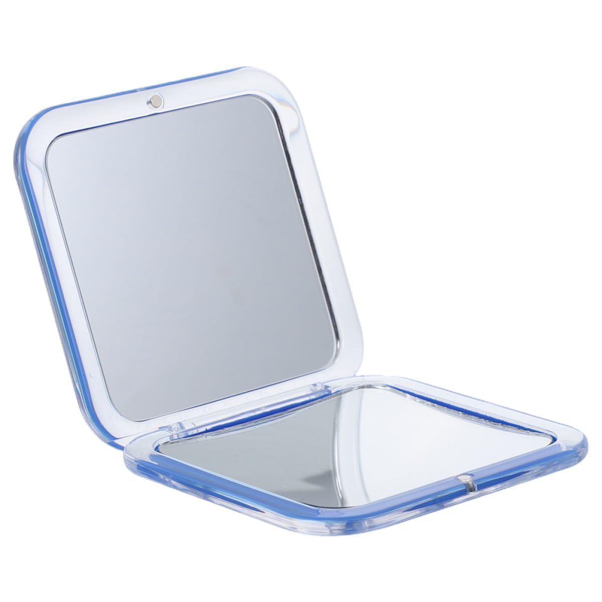 Specchio Compatto da Viaggio Blu in Resina e Vetro Lente d Ingrandimento 7x Portatile e Pieghevole Design Semplice alla Moda per Uso Quotidiano