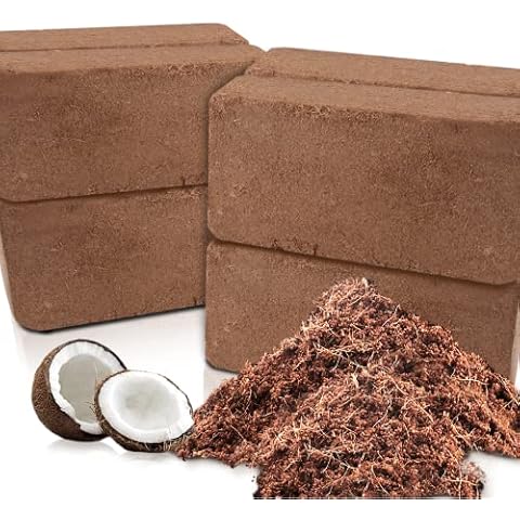 Coco Coir Brick for Plants, 8 Packs 100% Natural Organic Compressed Coconut Coir Fiber with Low EC & PH Balance, High Nutrition Coconut Soil Coco Fiber for Planting, Herbs Cover