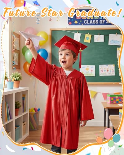 Image of Xuhal 6 Set Preschool Graduation Cap and Gown Set Kindergarten Grad Gowns Children Graduation Cap with 2026 Grad Tassel
