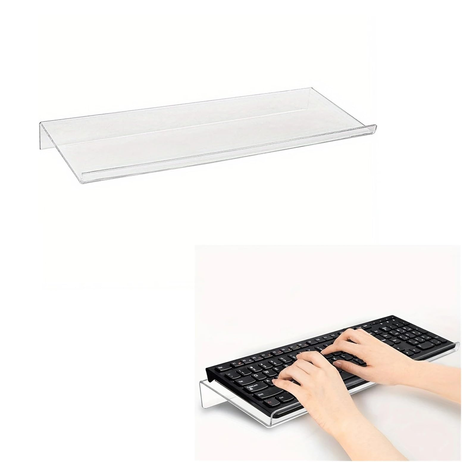 RGOEMHJ Tilted Keyboard Stand PC Computer Ergonomic Lifter Transparent Tray Suitable for typing(WHITE)