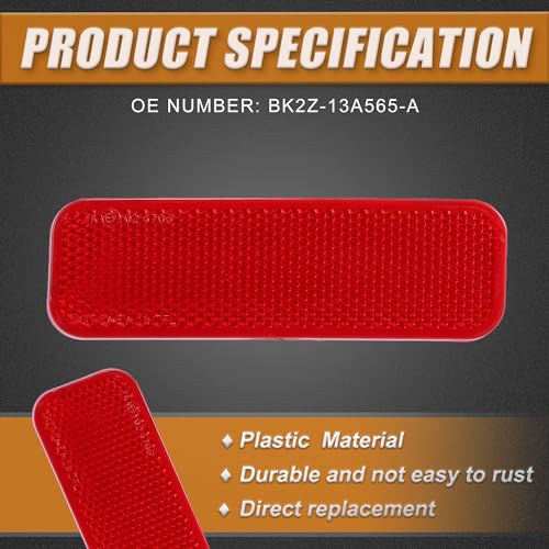 Image of X AUTOHAUX 1 Pcs Driver Side Rear Left Side Bumper Reflector for Ford Transit Connect 2014-2022 BK2Z-13A565-A ABS Red